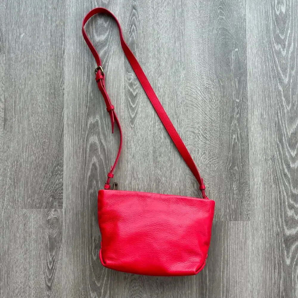 J.Crew Oslo Soft Leather Crossbody Bag Adjustable Strap Holiday Red